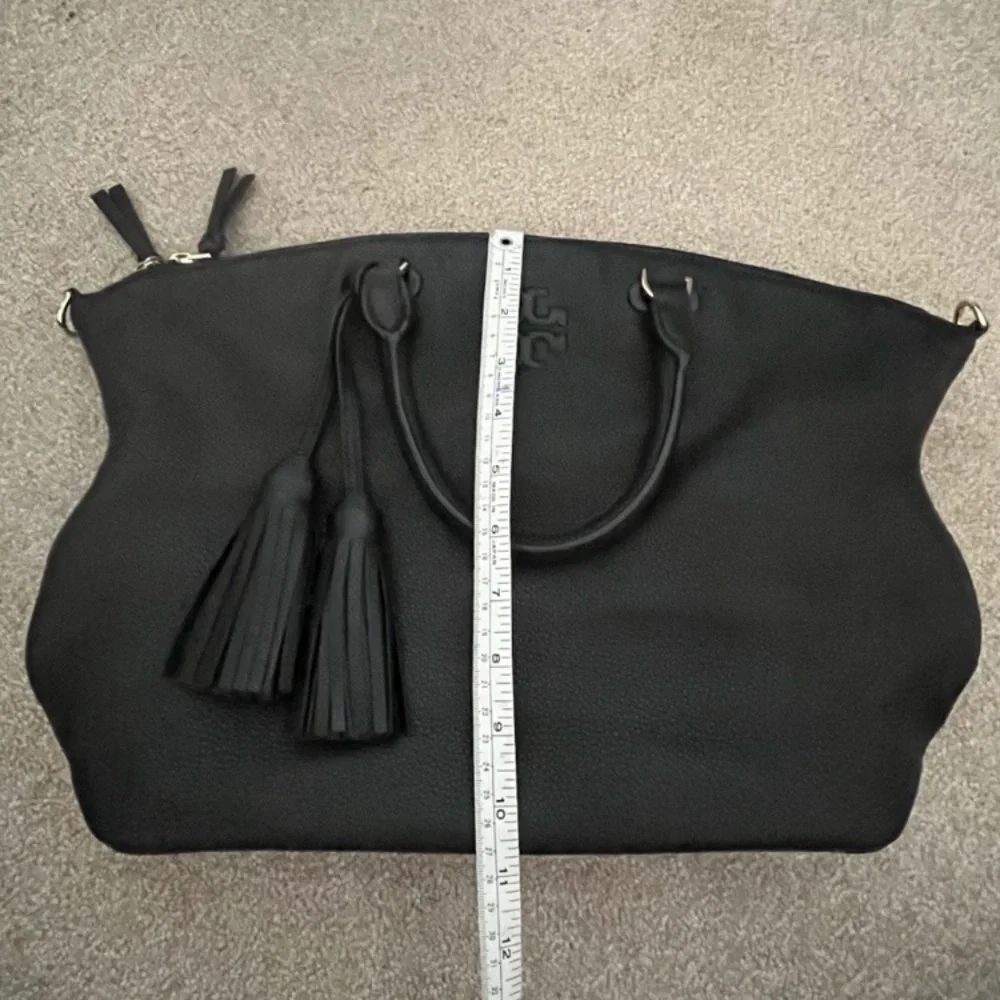 Tory Burch Thea Satchel Shoulder Strap Leather Bag Black